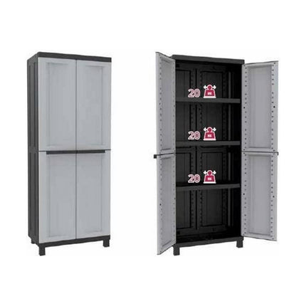 Schrank Terry Schwarz/Grau Harz (68 X 39 X 170 CM)