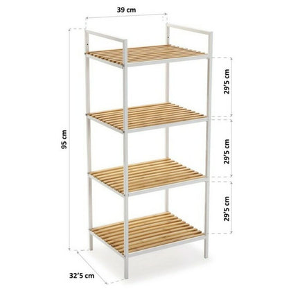 Badezimmerregal Versa White Metall PVC Bambus (32,5 x 95 x 39 cm)