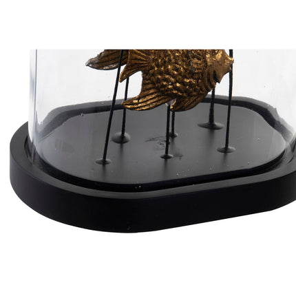 Deko-Figur DKD Home Decor Champagner Kristall Schwarz Gold Harz Eisen Spiralen Holz MDF (21 x 16 x 27 cm)