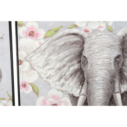 Bild DKD Home Decor Elefant 100 x 3,5 x 100 cm Kolonial Blomster (2 Stück)