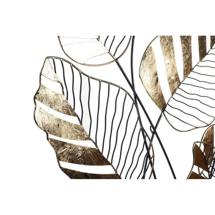 Wanddekoration DKD Home Decor Schwarz Gold Metall Pflanzenblatt (77 x 2,5 x 103 cm)