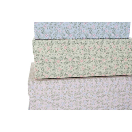 Satz stapelbarer Organizerboxen DKD Home Decor Blomster Pappe (43,5 x 33,5 x 15,5 cm)