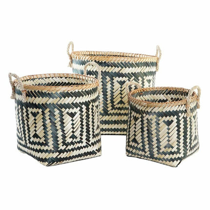 Korb-Set DKD Home Decor Kolonial Bambus (40 x 38 x 38 cm)
