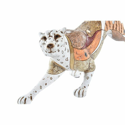 Deko-Figur DKD Home Decor 37 x 10 x 13 cm Orange Weiß Leopard Kolonial