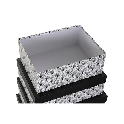 Satz stapelbarer Organizerboxen DKD Home Decor Schwarz Weiß Pappe