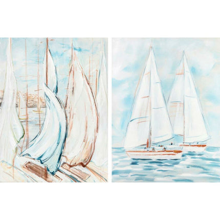 Leinwand DKD Home Decor 90 x 3,5 x 120 cm 90 x 3,7 x 120 cm Yachten Mediterraner (2 Stück)