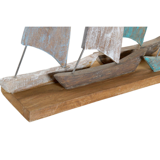Deko-Figur DKD Home Decor Yachten Metall Mango-Holz Mediterraner (71 x 14 x 46 cm)