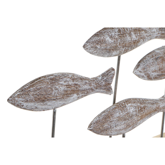 Deko-Figur DKD Home Decor natürlich Braun Weiß Eisen Mango-Holz Matrose Fische (65 x 9 x 31 cm)