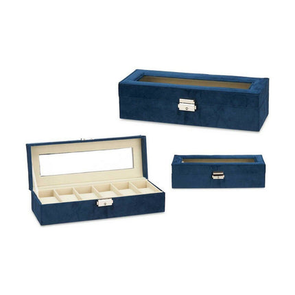 Uhrenbox Blau Metall (30,5 x 8,5 x 11,5 cm) (6 Stück)
