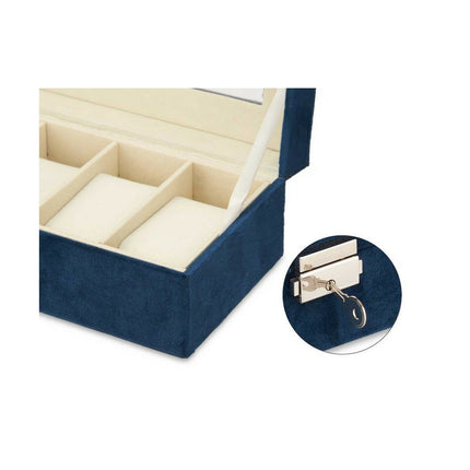 Uhrenbox Blau Metall (30,5 x 8,5 x 11,5 cm) (6 Stück)