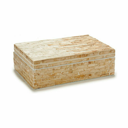 Dekorative Box Weiß Beige Perlmutt Spanplatte 15 x 7,2 x 25,2 cm (4 Stück)