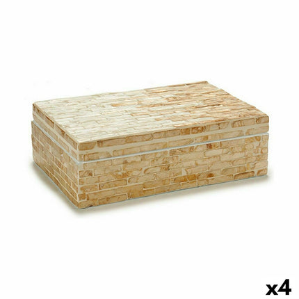 Dekorative Box Weiß Beige Perlmutt Spanplatte 15 x 7,2 x 25,2 cm (4 Stück)