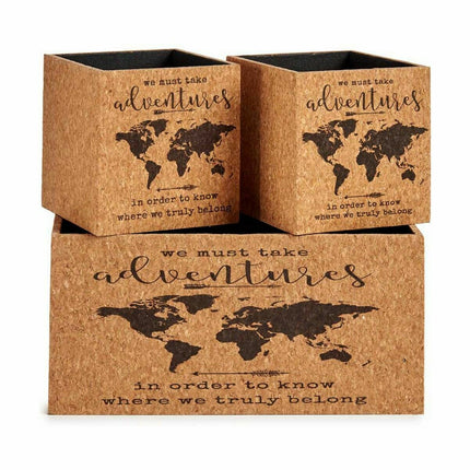 Set dekorativer Karten Braun Kork Holz MDF (12 Stück)