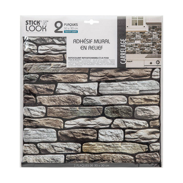 Aufkleber Atmosphera Wand Dekorativ Mit Relief Braun 2 Stück (30 x 30 cm)