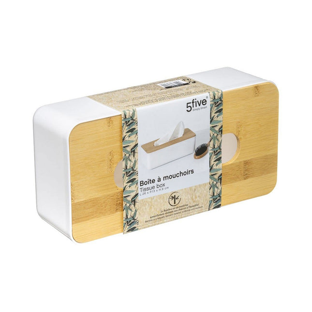 Tissue-Box 5five Baltik 25 x 13 x 8.7 cm Weiß Bambus