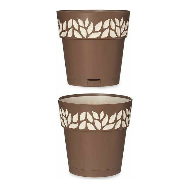 Selbstbewässernder Blumentopf Cloe Braun Kunststoff (19 x 19 x 19 cm)