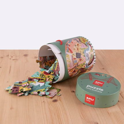 Puzzle Apli The World Landmarks kreisförmig 48 Stücke 50 cm