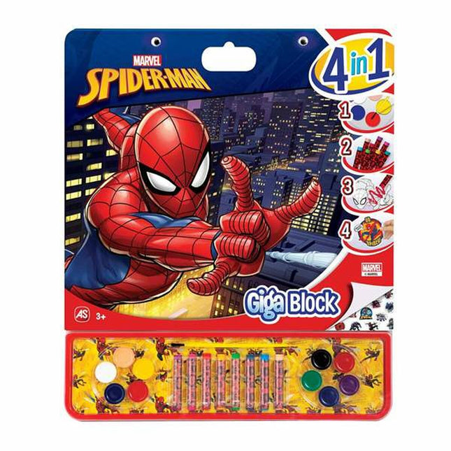 Block mit Zeichnungen zum Ausmalen Spiderman Giga Block 4 in 1 35 x 41 cm