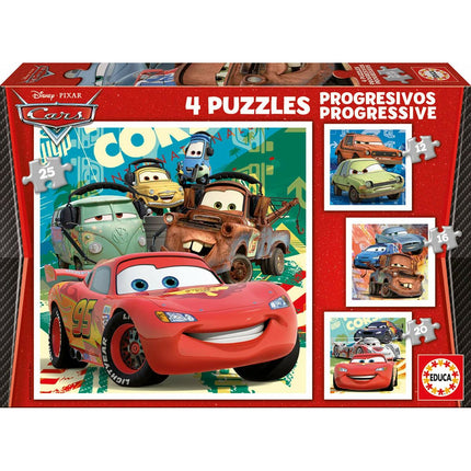 Set mit 4 Puzzeln   Cars Let's race         16 x 16 cm