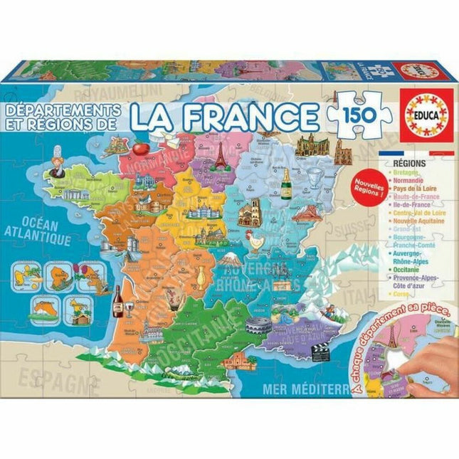 Kinderpuzzle Educa Departments and Regions of France Karte (150 Stücke)