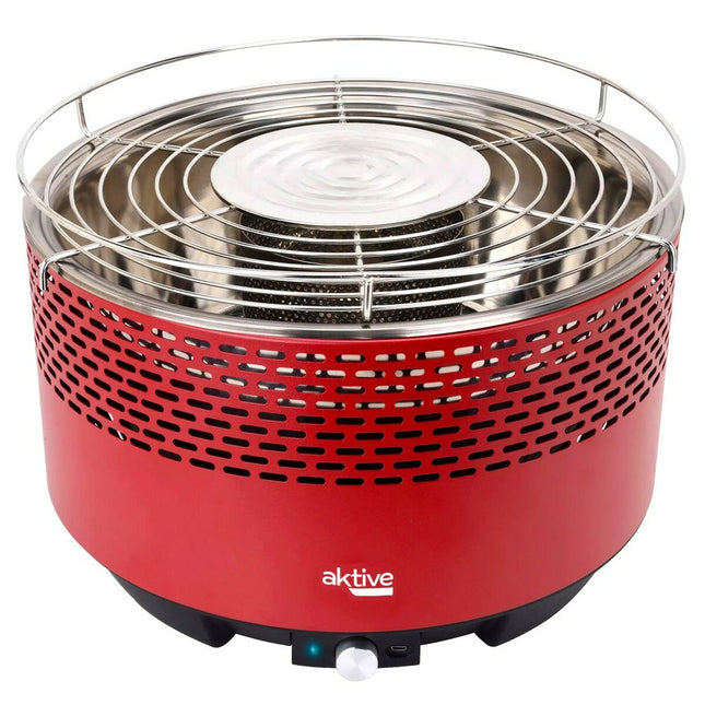 Grill Tragbarer Aktive kreisförmig Keine Rauch Rot Edelstahl Eisen 34 x 24 x 34 cm