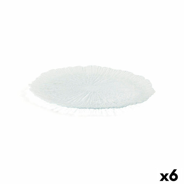 Flad plade Quid Mar de Viento Durchsichtig Glas (Ø 32 cm) (Pack 6x)