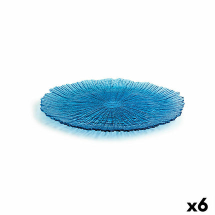 Flad plade Quid Mar de Viento Blau Glas (Ø 28 cm) (Pack 6x)
