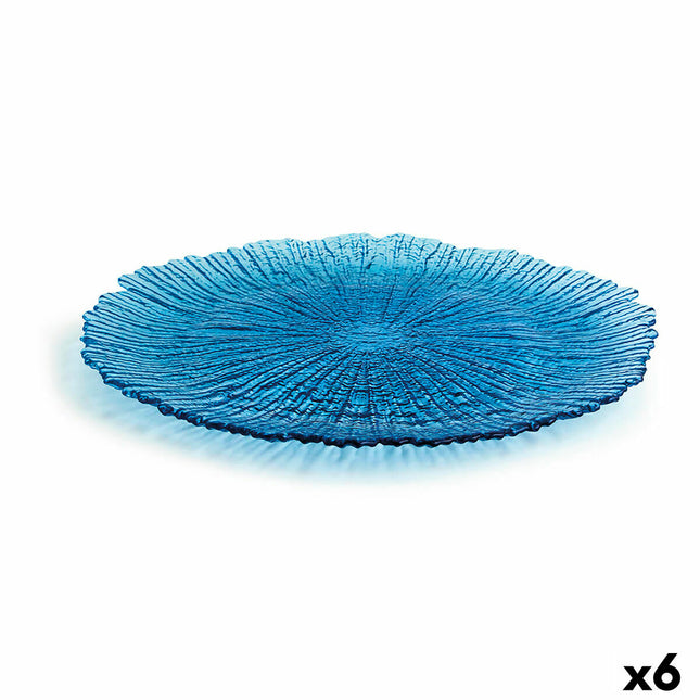 Flad plade Quid Mar de Viento Blau Glas (Ø 32 cm) (Pack 6x)