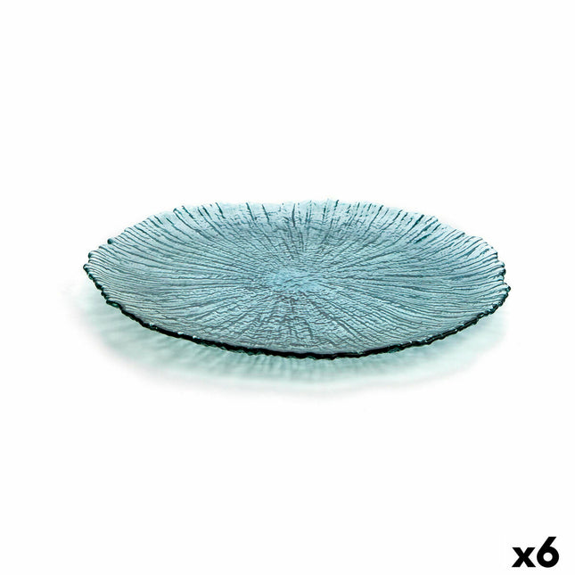 Flad plade Quid Mar de Viento türkis Glas (Ø 32 cm) (Pack 6x)