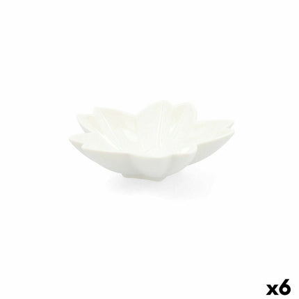 Tablett für Snacks Quid Select Blume aus Keramik Weiß (6 Stück) (Pack 6x)