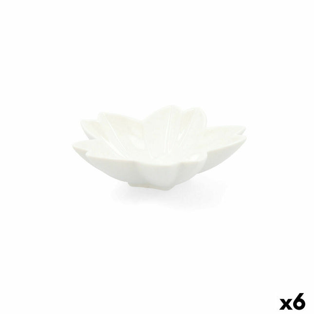 Tablett für Snacks Quid Select Blume aus Keramik Weiß (6 Stück) (Pack 6x)