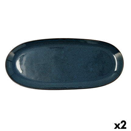 Kochschüssel Bidasoa Ikonic aus Keramik Blau (36 x 16 cm) (Pack 2x)