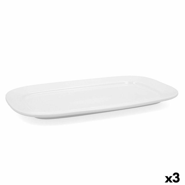 Kochschüssel Bidasoa Glacial aus Keramik Weiß (36 x 21 cm) (Pack 3x)