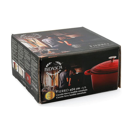Topf mit Deckel Bidasoa Fierro Rot Metall 3,7 L (3,7 L)