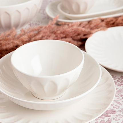 Geschirr Bidasoa Romantic Ivory aus Keramik Weiß 18 Stücke