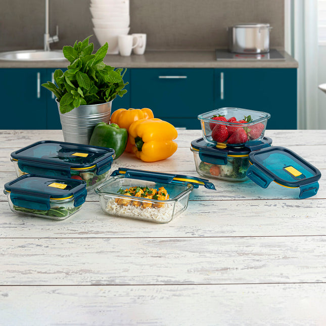 Lunchbox hermetisch Quid Astral 520 ml Blau Glas 13,6 x 13,6 x 7 cm