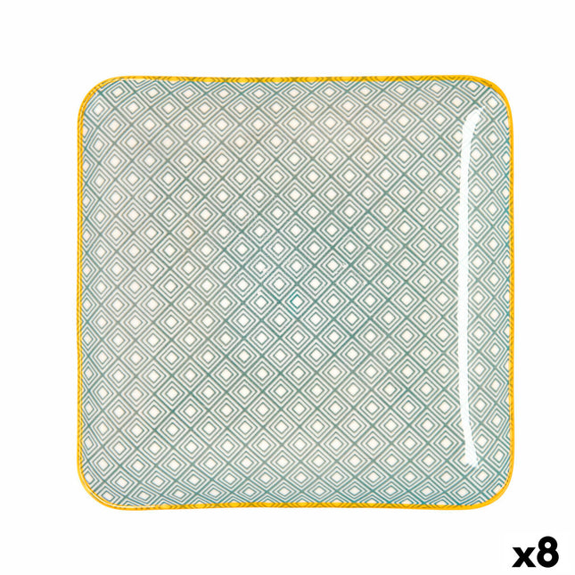 Tablett für Snacks Quid Pippa karriert aus Keramik Bunt (21 x 21 cm) (8 Stück)