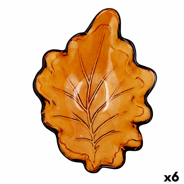 Tablett für Snacks Quid Laken Braun Glas (19 x 14 x 4 cm) (Pack 6x)