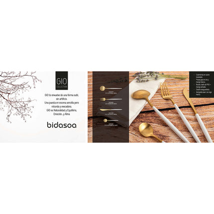 Löffel-Set Bidasoa Gio Gold Kaffee Weiß Metall 12 Stück