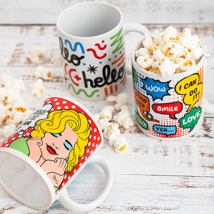 Kop Quid Comic Bunt aus Keramik 330 ml