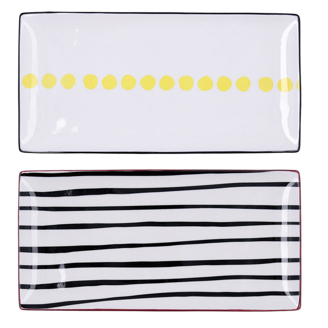 Tablett für Snacks Bidasoa Zigzag rechteckig Bunt aus Keramik 30,5 x 15 x 2 cm