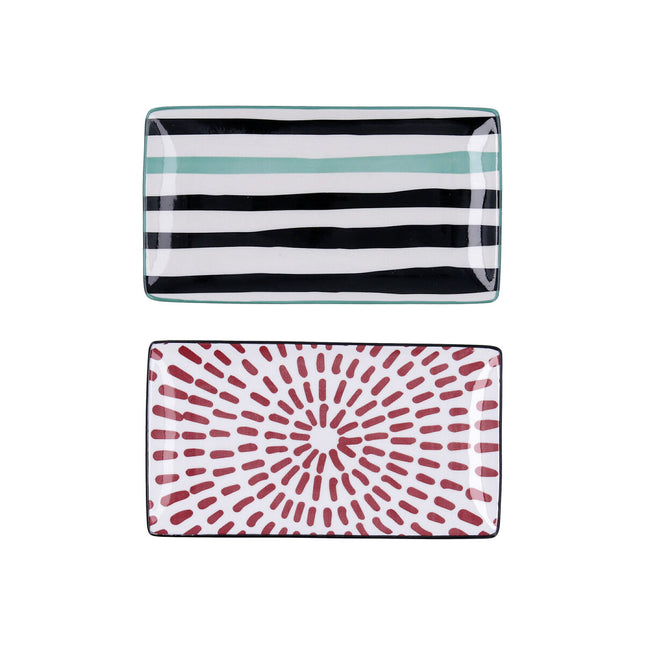Tablett für Snacks Bidasoa Zigzag rechteckig Bunt aus Keramik 20 x 11 cm