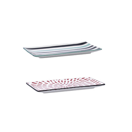 Tablett für Snacks Bidasoa Zigzag rechteckig Bunt aus Keramik 20 x 11 cm