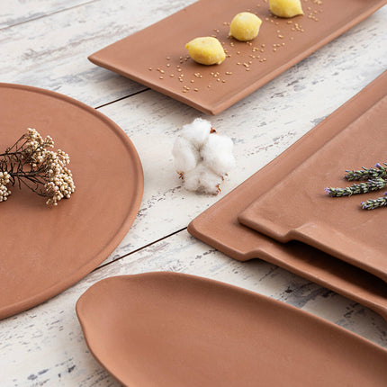 Tablett für Snacks Quid Mineral Gres Terrakotta aus Keramik 33 cm