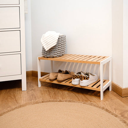 Schuhschrank Vinthera Moa natürlich Holz 50 x 16 x 26 cm