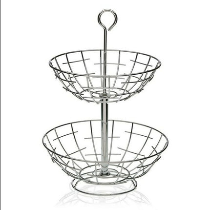 Obstschale 2 Regale Metall Verchromt (28 x 41 x 28 cm)