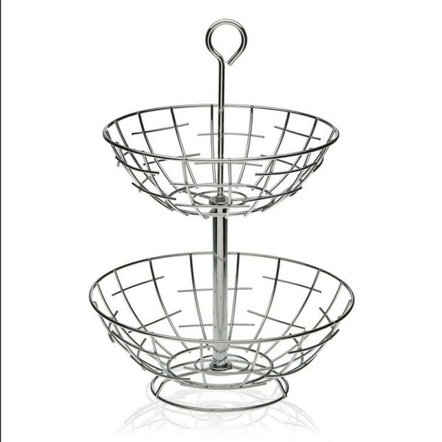 Obstschale 2 Regale Metall Verchromt (28 x 41 x 28 cm)