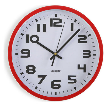 Wanduhr Rot Kunststoff (3,8 x 25 x 25 cm)