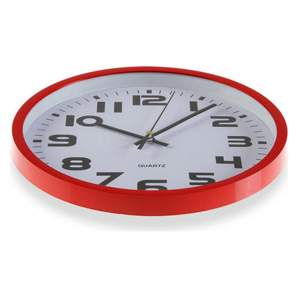 Wanduhr Rot Kunststoff (3,8 x 25 x 25 cm)