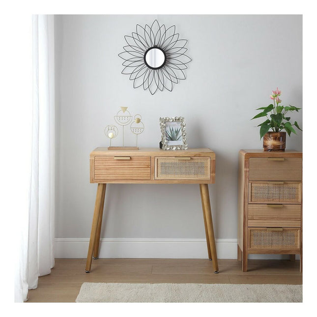 Konsolentisch mit 2 Schubladen Rattan Paulonia-Holz (30 x 78 x 80 cm)